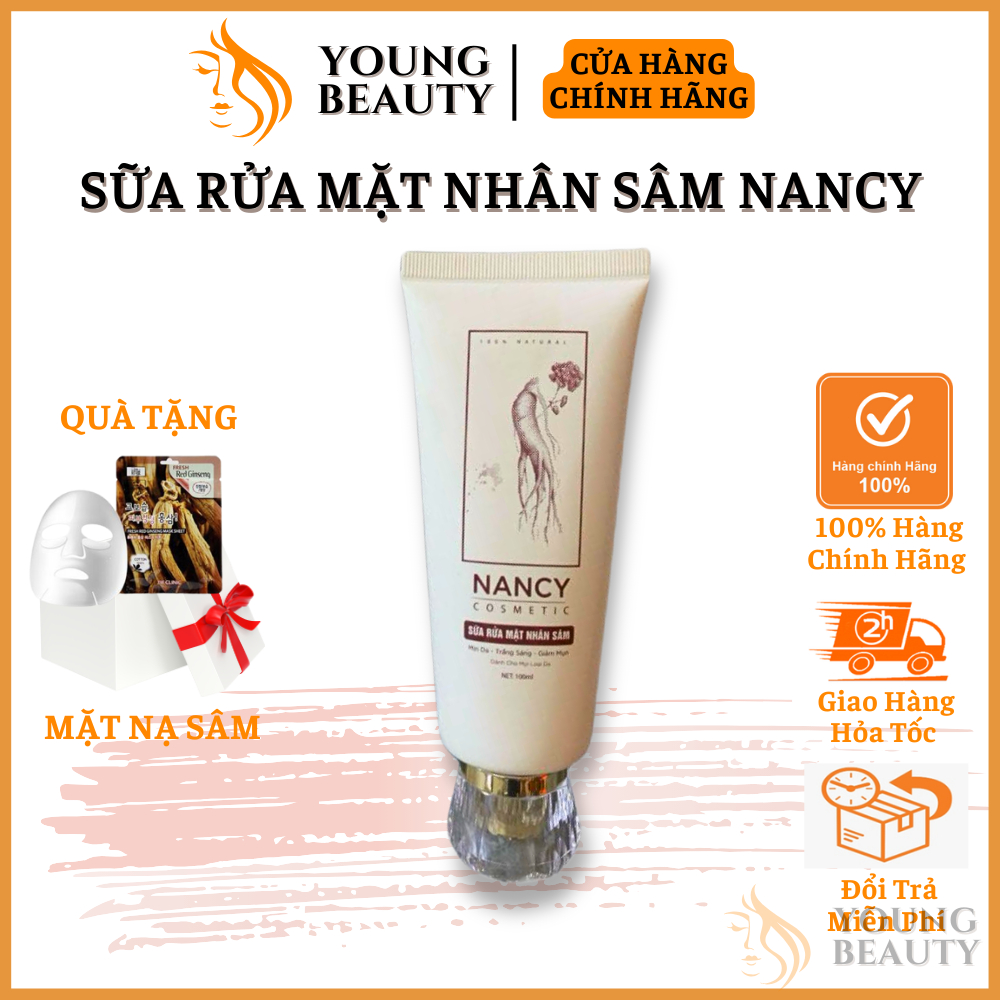 Sữa rửa mặt nhân sâm NANCY - Sữa rửa mặt NANCY giúp trắng da, giảm mụn, kiểm soát dầu, giảm lão hoá - YOUNG BEAUTY