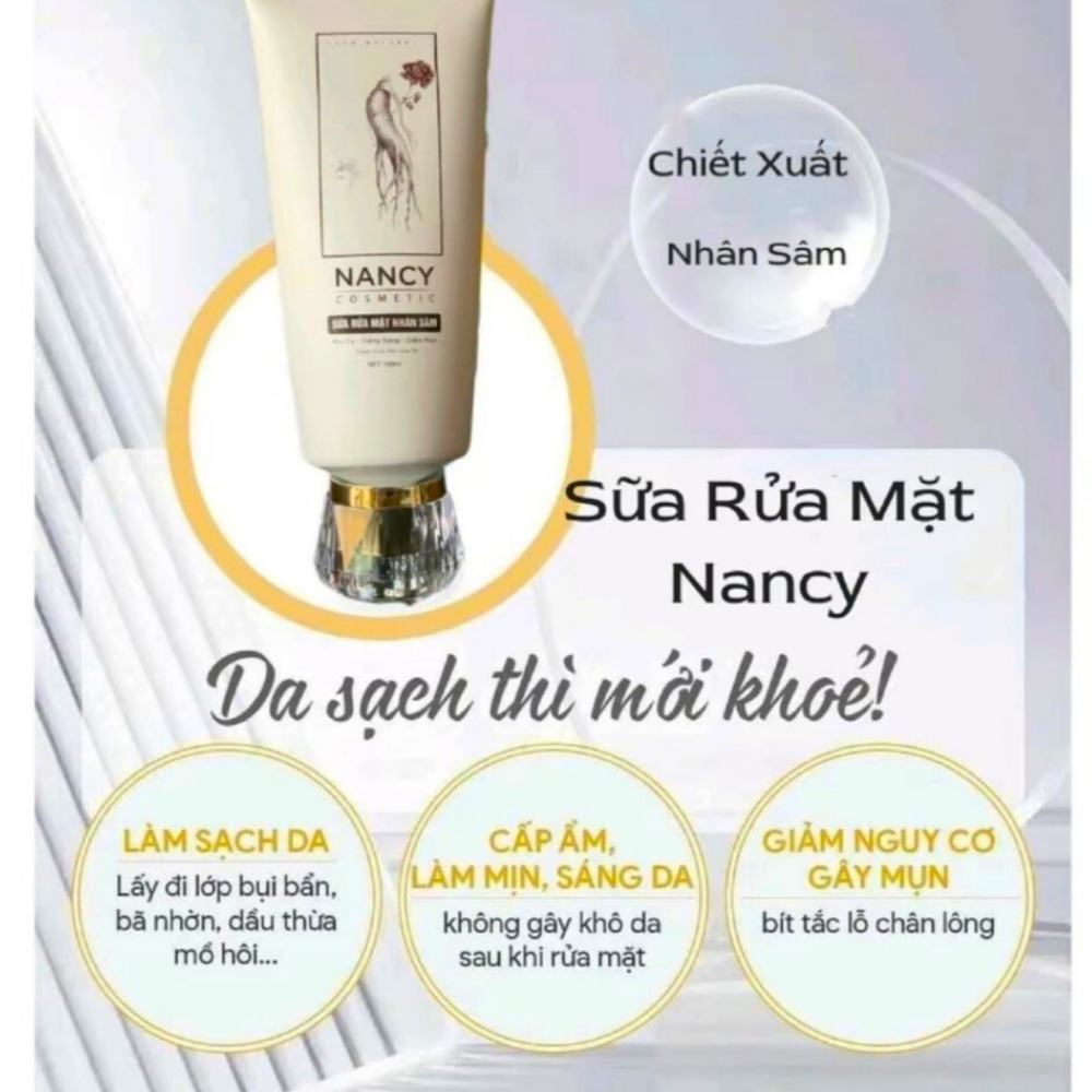 Sữa rửa mặt nhân sâm NANCY - Sữa rửa mặt NANCY giúp trắng da, giảm mụn, kiểm soát dầu, giảm lão hoá - YOUNG BEAUTY