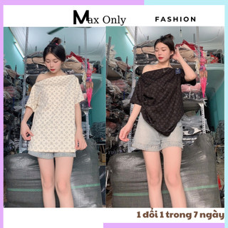 Áo phông tay lỡ from rộng hoạ tiết logo khoá trễ vai( ảnh thật)