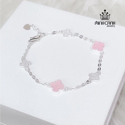 Lắc Tay Bạc Five Four Leaf Clovers Mix Đá Màu - Minh Canh Jewelry