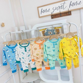 Bộ dài tay thun lạnh Minkey Baby phối cúc <7-25kg>, hình in dễ thương cho bé trai, bé gái