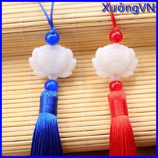 Dây treo ngọc bội hoa sen tua rua liên hoa cổ trang nhiều màu