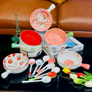 Bát đĩa sứ Decor, Chén dĩa dễ thương, Tô ăn mì, Chảo béo tay cầm hoạ tiết nghộ nghĩnh xinh yêu