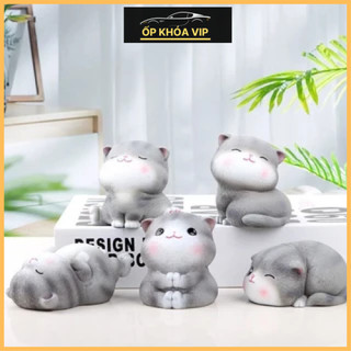 Mô hình Mèo hoàng thượng màu xám trang trí tablo xe hơi, trang trí bàn làm việc siêu cute đáng yêu. mô hình chú mèo