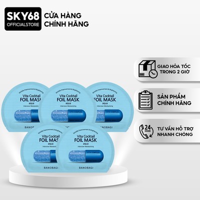 Combo 5 Mặt Nạ Thiếc BANOBAGI Giúp Cấp Ẩm, Tăng Đàn Hồi Cho Da Vita Cocktail Aqua 30mlx5 - AQUA