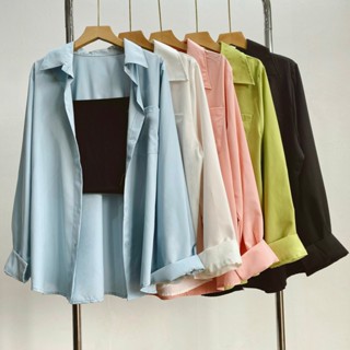  Set áo sơ mi Bigsize Nữ kèm áo thun hai dây 60-95kg tay dài có túi thời trang năng động SET916 