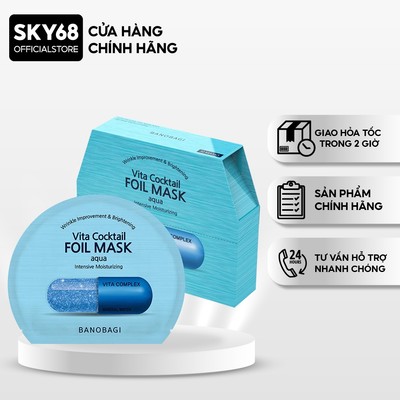 Hộp 10 Mặt Nạ Thiếc BANOBAGI Giúp Cấp Ẩm, Tăng Đàn Hồi Cho Da Vita Cocktail Aqua 30mlx10 - AQUA