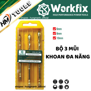 Mũi khoan đa năng 4 cạnh workfix chuôi lục giác 6.35 - kích cỡ 6,8,10mm - mũi khoan gạch men
