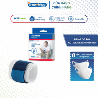 Băng cổ tay dây đai dán actimove manuwrap, màu xanh-trắng - nk châu âu