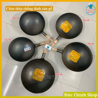 Chảo chống dính cán gỗ | chảo thép carbon nội địa