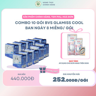 [COMBO 10 GÓI] - Băng vệ sinh thảo dược GLAMISS COOL ban ngày - hương bạc hà, siêu thấm hút, khô thoáng, an toàn sử dụng