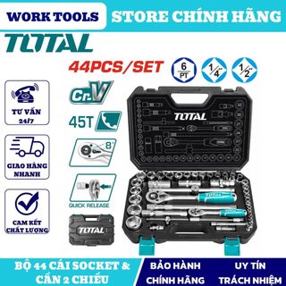 Đồ nghề total bộ 44 cái socket & cần 2 chiều tht421441