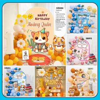 Set trang trí sinh nhật cho bé trai bé gái tuổi mèo kèm phông background sinh nhật in tên bé sinh nhật cho bé thôi nôi
