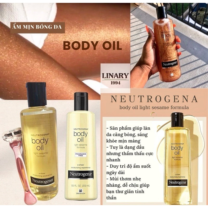 [LINARY1994] Dầu dưỡng toàn thân Neutrogena Body Oil Light Sesame