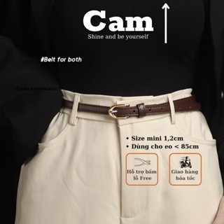 Thắt lưng da nữ nhỏ xíu mini Dây nịt đai váy mặt chữ nhật bóng 1.2CM Camcamvintage  thắt váy áo bản nhỏ Basic đơn giản 3