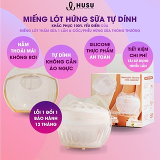 Miếng lót thấm hứng sữa silicone tự dính, nằm không rơi, không dùng áo ngực, cốc/phễu hứng sữa HUSU