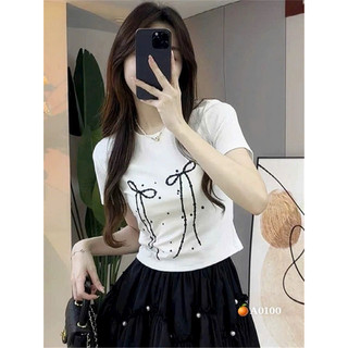 ÁO THUN CROPTOP IN KIỂU NƠ DẤU CHẤM BOONG STORE CR NOHOT
