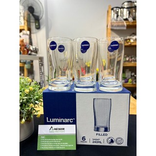 GIÁ RẺ Bộ 6 ly cốc eo thuỷ tinh cao pha cafe nâu cốt dừa sữa chua đánh đá Arcoroc (Hãng Luminarc) Dung tích 240ml D0545
