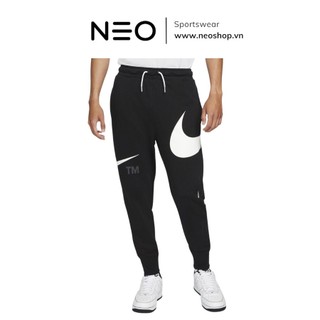 Quần dài nike swoosh semi-brushdd back pant - đen
