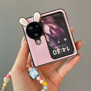 [Clover 2020] Ốp lưng Oppo Find N3 Flip nhựa cứng tai thỏ + vòng tay màu sắc