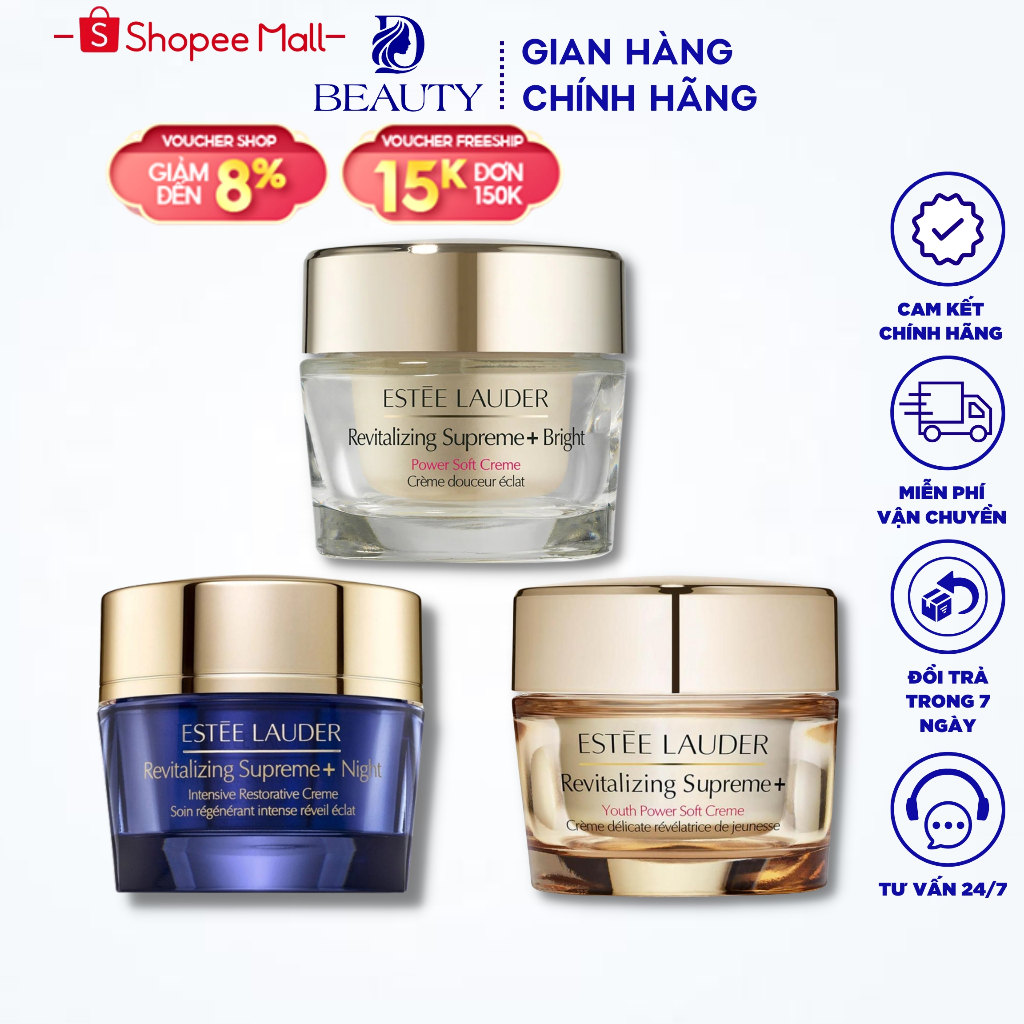 Kem Dưỡng Trắng Da Chống Lão Hóa Estee Lauder Revitalizing Supreme+ Bright Power Soft Creme -15ml