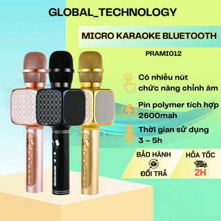 Micro Karaoke Bluetooth PRAMI nâng tone - Đẳng cấp âm thanh với loa kép, thời gian sử dụng lên đến 8 tiếng - PRAMI012