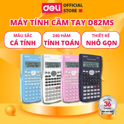 Máy Tính Cầm Tay DELI D82MS Màn Hình LCD Nắp Trượt Màu Sắc Dễ Thương Nhỏ Gọn Dùng Cho Tính Toán