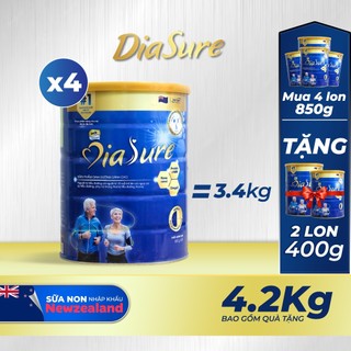 DiaSure (Mua 4 Tặng 2 ) Sữa Chuyên Biệt Dành Cho Người Tiểu Đường (Sữa Non, Nano Canxi, Protein HMB.