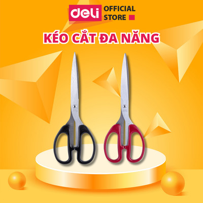 Kéo Cắt Đa Năng Deli 210mm Lưỡi Thép Không Gỉ Siêu Bền Sắc Bén Dùng Cắt Giấy, Vải, Bao Bì