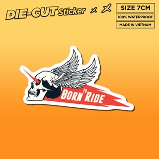 SKULL WINGS BORN TO RIDE 7cm - Sticker Die-cut hình dán cắt rời Sticker Factory
