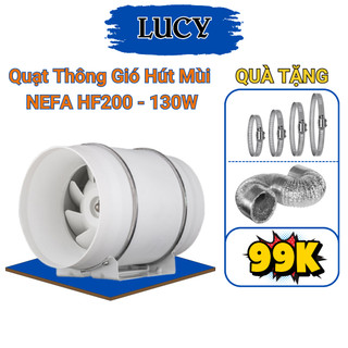 Quạt Thông Gió Hút Mùi NEFA HF200 -130W Đường Ống Tròn Động Lực Mạnh Hút Mùi Thông Gió Lõi Đồng