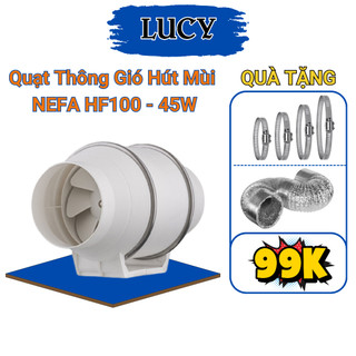 Quạt Thông Gió Hút Mùi NEFA HF100 -45w Đường Ống Tròn Động Lực Mạnh Hút Mùi Thông Gió Lõi Đồng