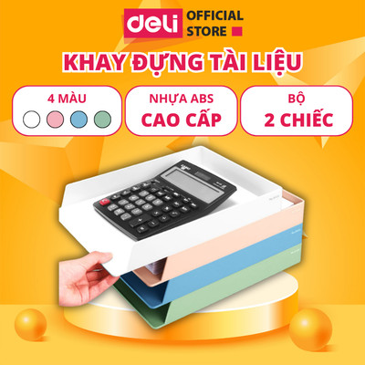 Khay Đựng Tài Liệu DELI Kệ Xếp Giấy Tờ Cho Sắp Xếp Bàn Học Nhựa ABS Cao Cấp Bộ 2 Chiếc