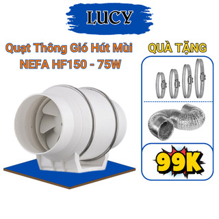 Quạt Thông Gió Hút Mùi NEFA HF150 75W Đường Ống Tròn Động Lực Mạnh Hút Mùi Thông Gió Lõi Đồng