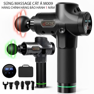 Súng massage cầm tay cao cấp CÁT Á EM009, pin 2500mAh, 30 mức độ rung, 6 đầu massage, màn LCD cảm ứng, bảo hành 1 năm