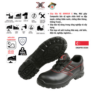 Giày Bảo Hộ ARMOUR X, Mũi Composite Chống Va Đập Mạnh, Lót Thép Chống Đâm Thủng, Đế Giày PU/TPU Chống Trượt, Chống Nước