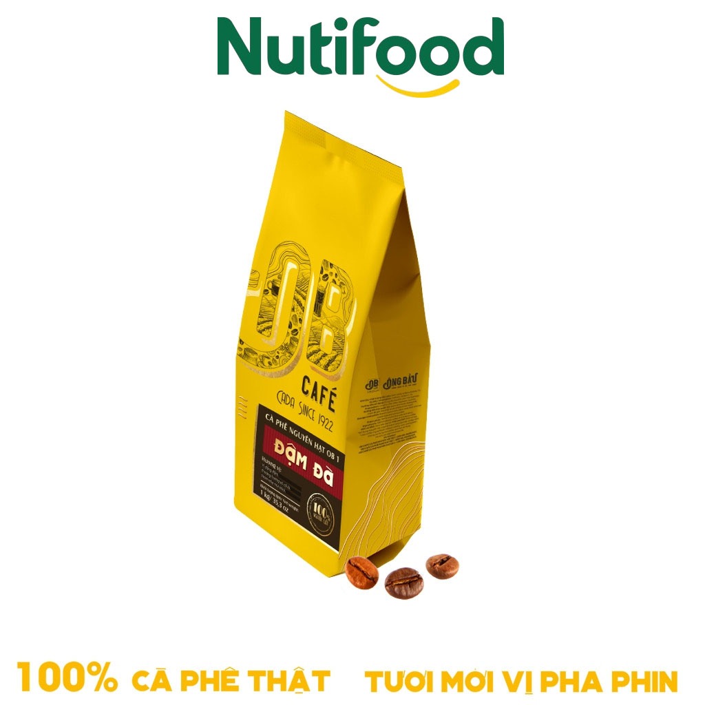 Túi 01 Kg Cafe Nguyên Hạt - Rang Xay Đậm Đà/ Hài Hòa Ông Bầu - NUTIFOOD SHOP