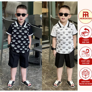 Áo polo họa tiết vương niệm full áo chất nét cho bé_8485 - Herokids