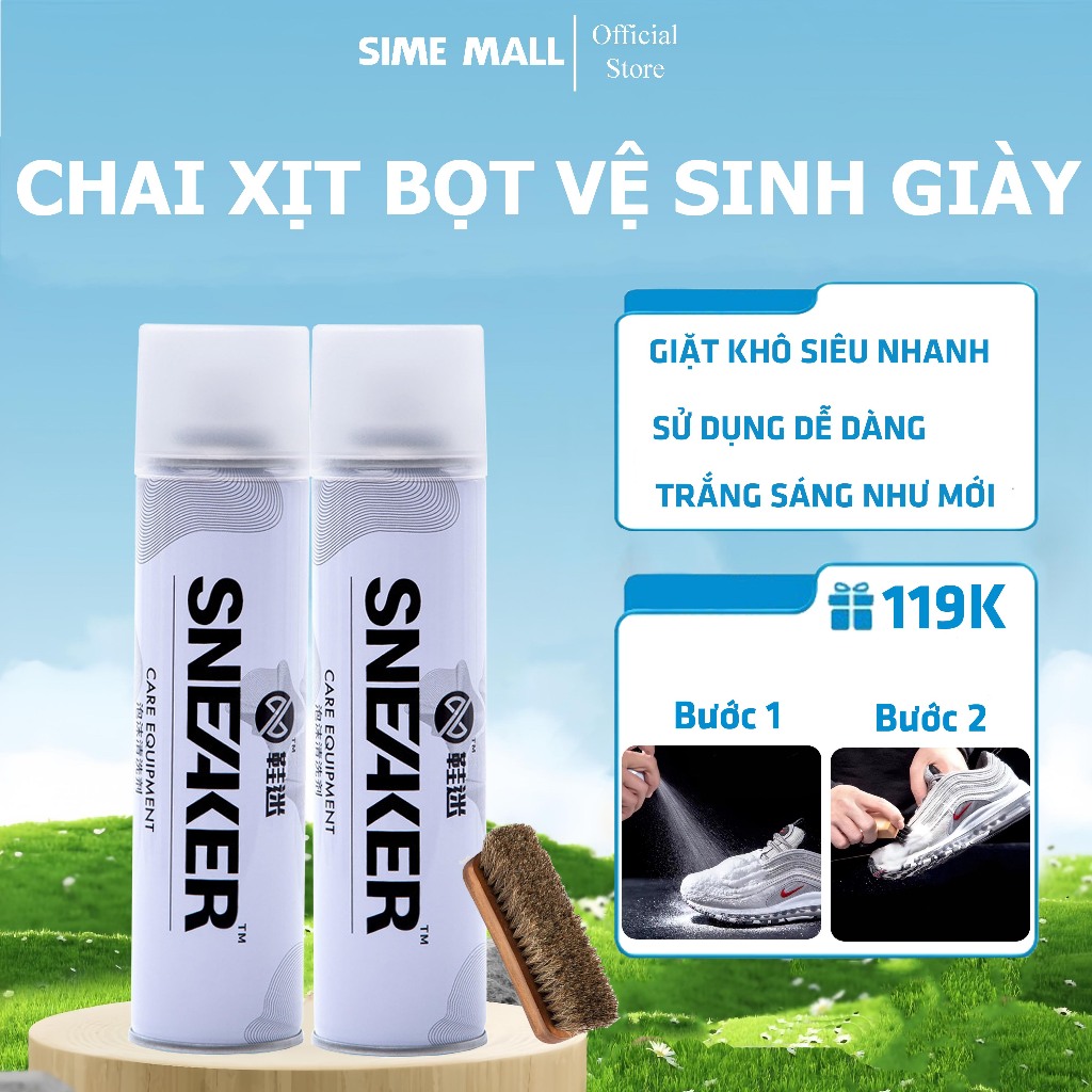 Xịt Bọt Khô Vệ Sinh Giày Siêu Sạch Sneaker Nhật Bản Chuyên Sneaker Tẩy Trắng Giày Hiệu Quả Không Cần Nước Tiện Lợi