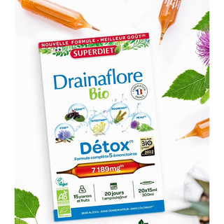 Thải độc chuyên sâu 5 trong 1 Detox Drainaflore BIO Superdiet 20 ống