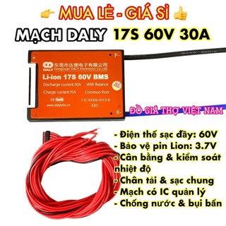 Mạch bms daly 17s 60v - 30a chính hãng - bảo vệ pin lithium ion 3.7v