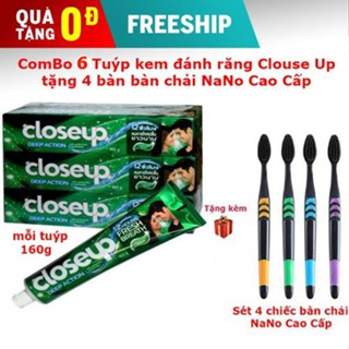 Combo 6 Tuýp Kem đánh răng Closeup Thái Lan tặng kèm 4 bàn chải BOSSI[Mỹ Phẩm - Hà Ly Store]