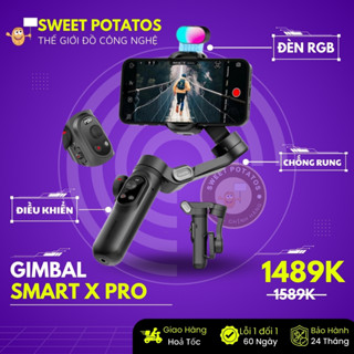 Gimbal SMART X PRO - Tích hợp sạc không dây - Pin 3200 mAh Gậy quay phim chống rung trang bị đèn led