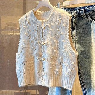 【Có Sẵn ship-Ảnh thật】Áo gile len Thu Đông dáng vintage Hàn, Áo gile Len vintage Hàn quốc