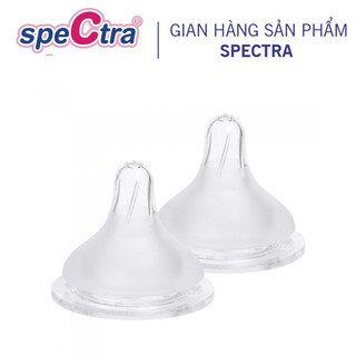Hộp 2 núm ti silicone cổ rộng Spectra Hàn Quốc - phụ kiện cho bình sữa Cổ rộng ngang cổ 5cm