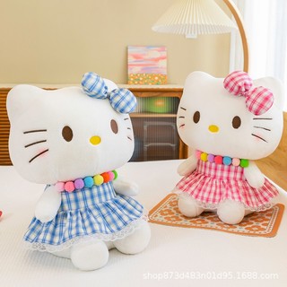 Gấu bông Hello Kitty mặc váy caro cao cấp
