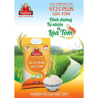 Gạo neptune st25 plus lúa tôm túi 5kg dẻo mềm