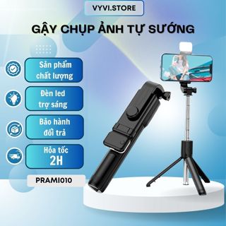 Gậy chụp ảnh tự sướng Bluetooth có LED tiện lợi PRAMI, có 3 chân dễ dàng chụp ảnh - PRAMI010 | PRAMI011