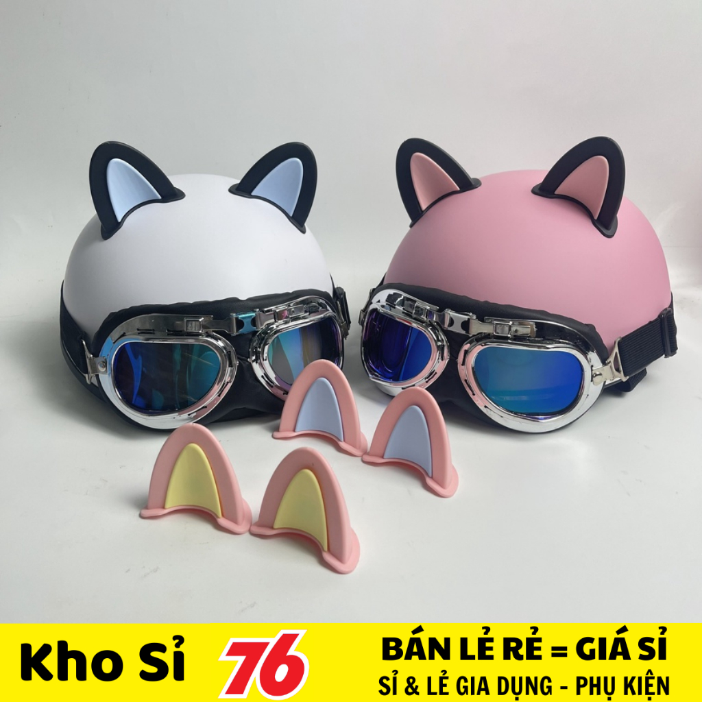 [ 1 Cặp] 2 Tai Mèo Gắn Mũ Bảo Hiểm Tặng Kèm Keo 3M, Tai Mèo Gắn Nón