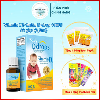 Vitamin d3 d drops - baby drops mỹ/canada tinh khiết bổ sung vitamin d cho bé từ sơ sinh 90 giọt.